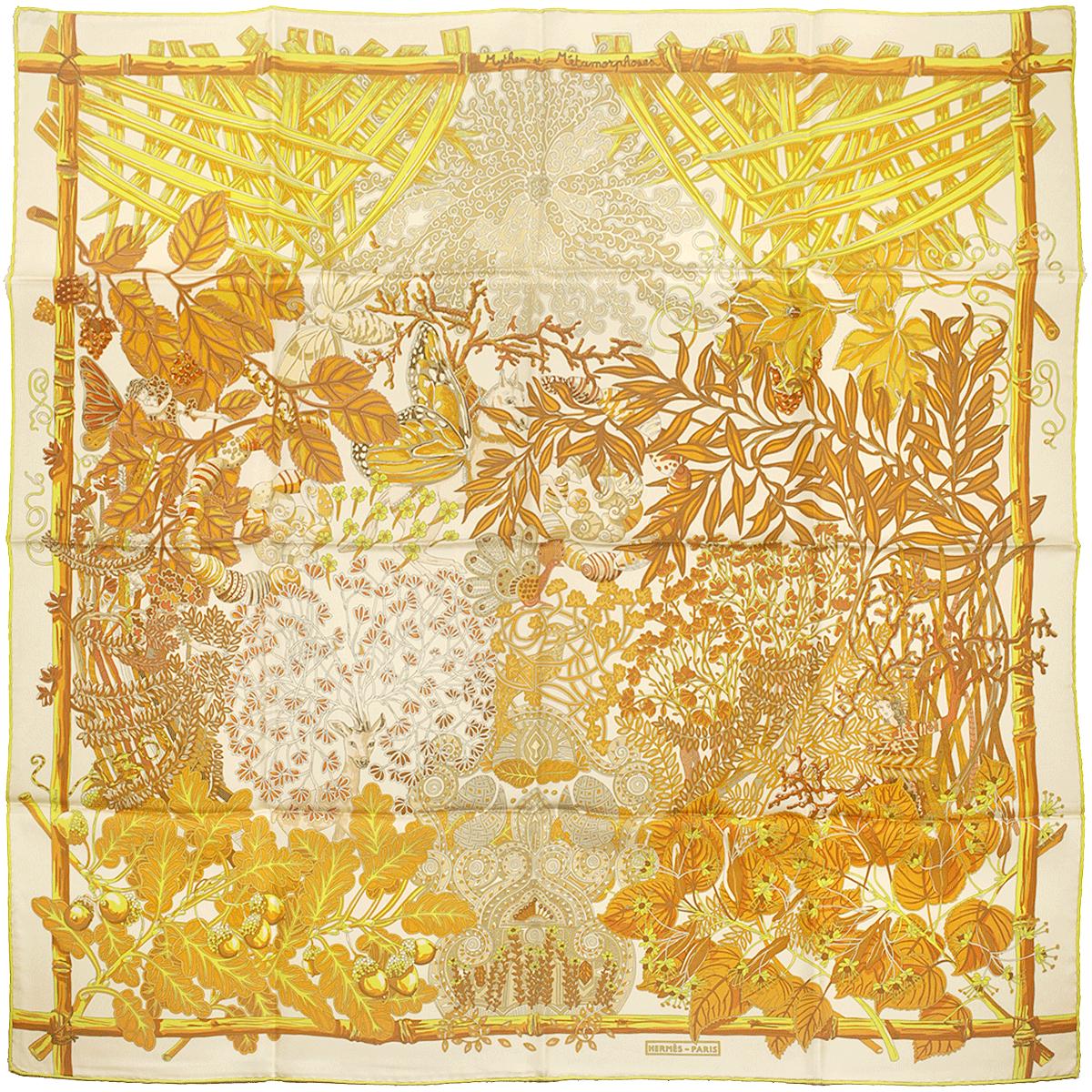 Hermes Scarf "Mythes et Metamorphoses" by Annie Faivre 90cm Silk