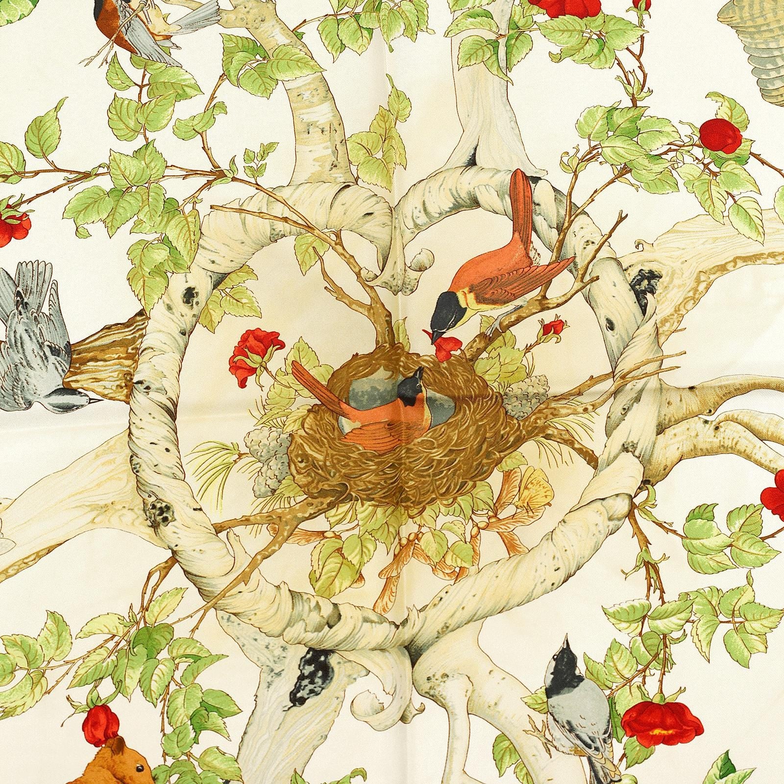 Hermes Scarf "Au Coeur des Bois" by Zoe Pauwels 90cm Silk