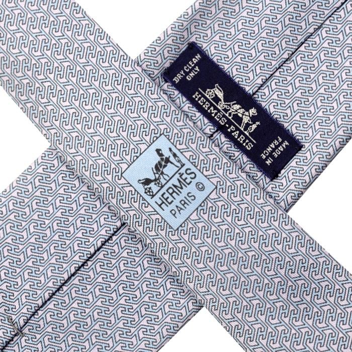 Hermes Men's Silk Tie Geometric H Pattern 605741 | Necktie Cravate