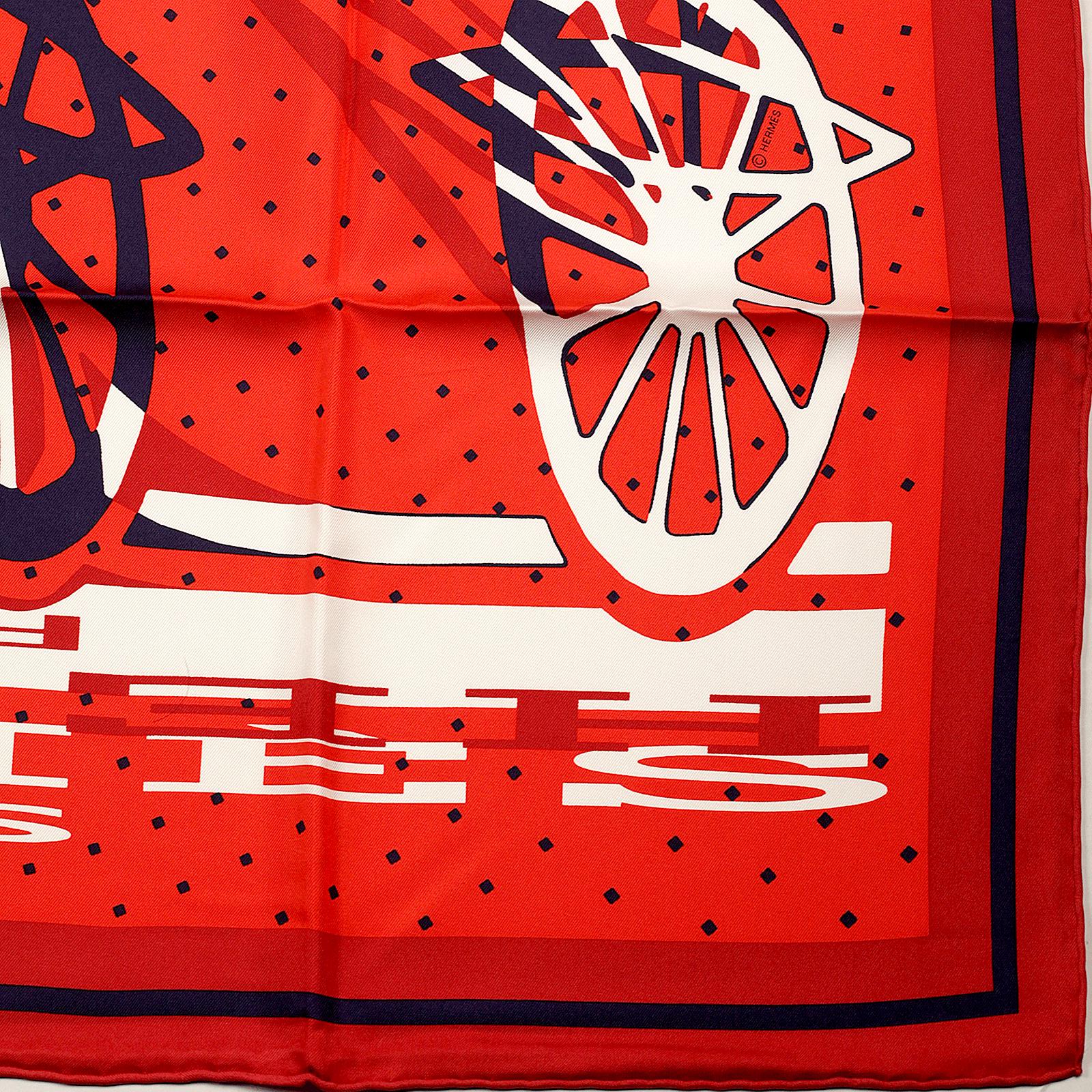 Hermes Scarf "Caleche Elastique" by Bali Barret 90cm Silk