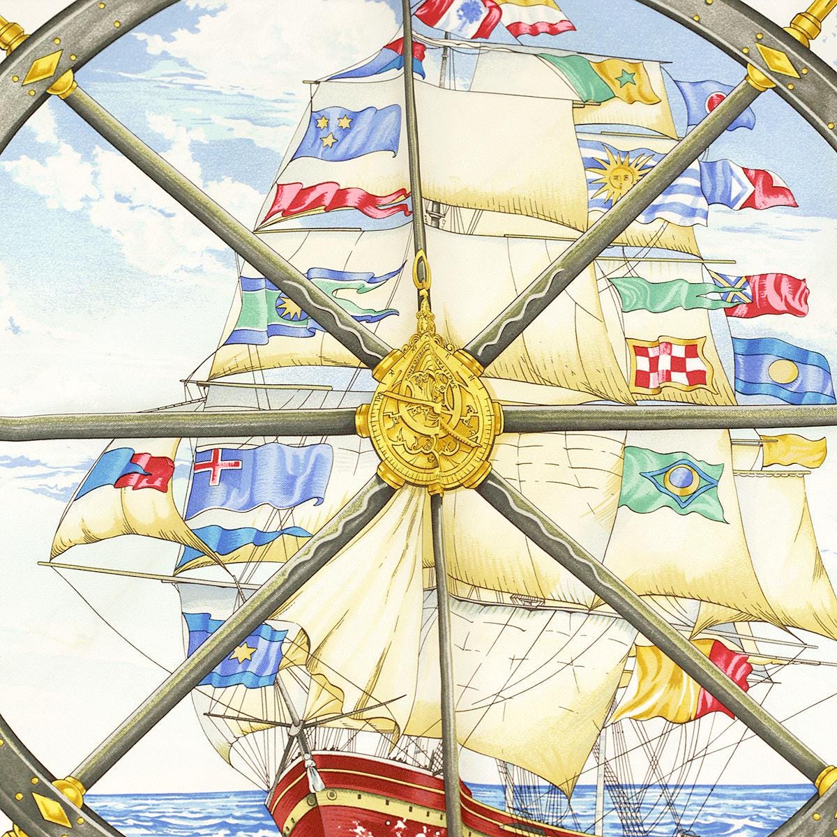 Hermes Scarf "Vive le Vent" by Laurence Bourthoumieux 90cm Silk