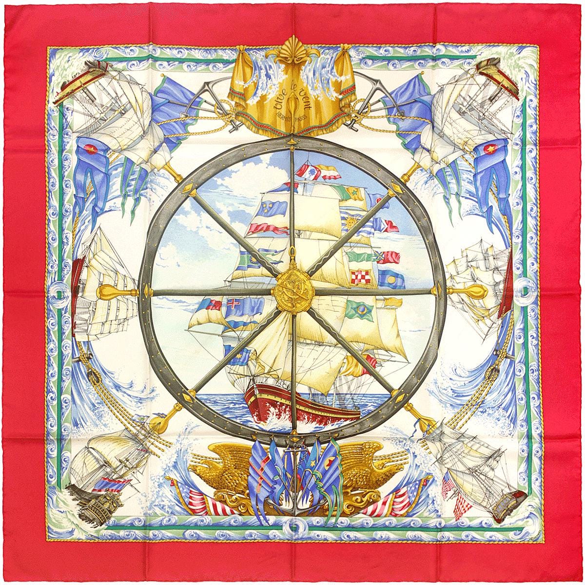 Hermes Scarf "Vive le Vent" by Laurence Bourthoumieux 90cm Silk