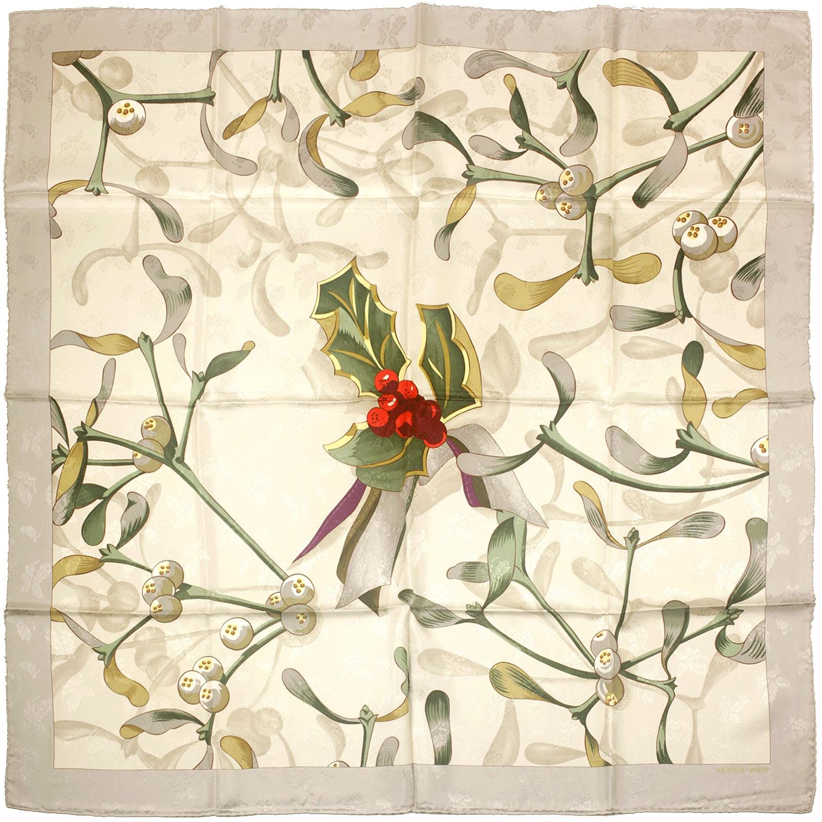 Hermes Scarf Jacquard "Neige d'Antan II" by Caty Latham Vintage 90cm Silk