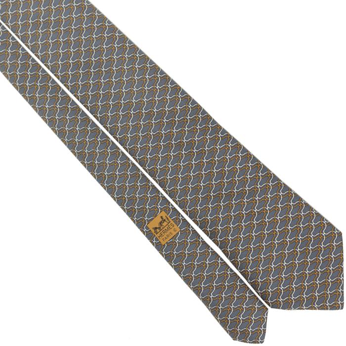 Hermes Men's Silk Tie Geometric H Helix Pattern 5062 | Necktie Cravate