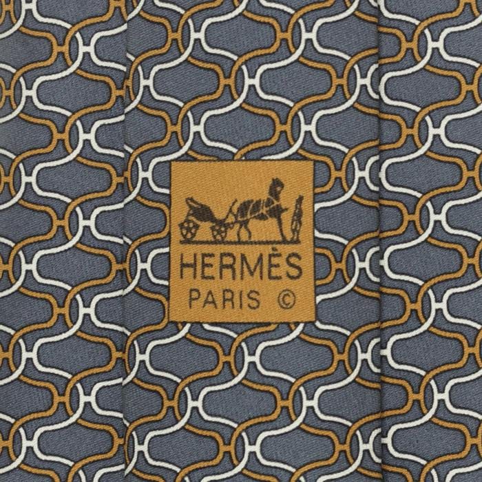 Hermes Men's Silk Tie Geometric H Helix Pattern 5062 | Necktie Cravate