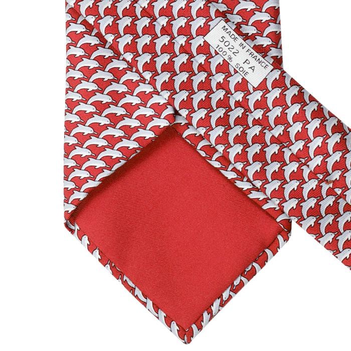 Hermes Men's Silk Tie Whimsical Dolphins Pattern 5022 | Necktie Cravate