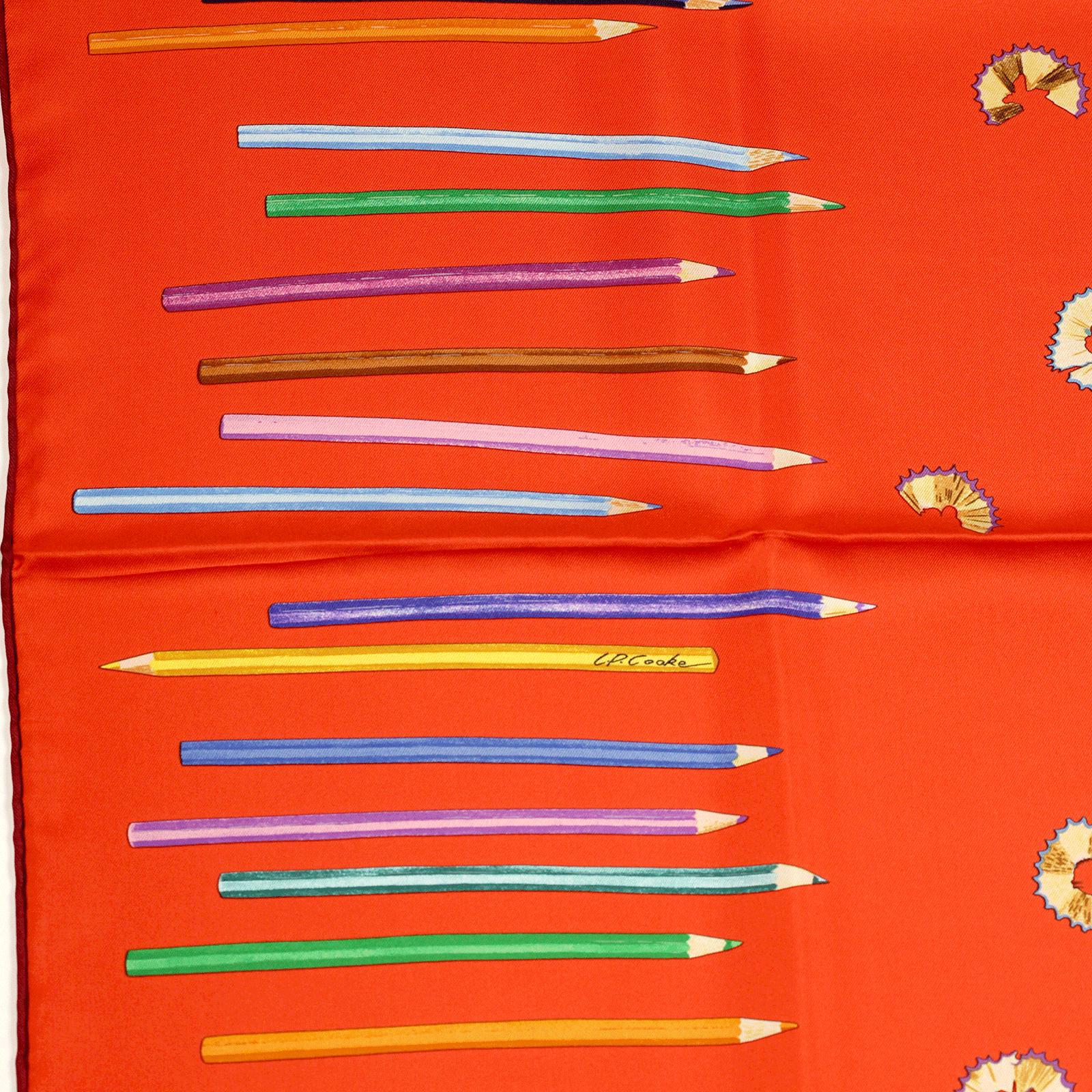 Hermes Scarf "A Vos Crayons" by Leigh P. Cook 90cm Silk | Carre