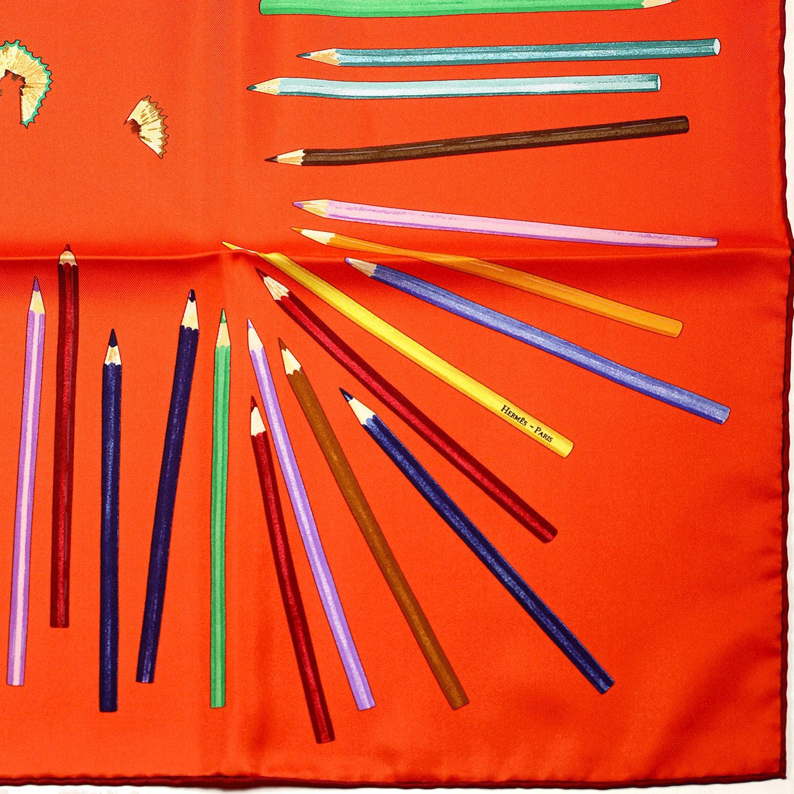 Hermes Scarf "A Vos Crayons" by Leigh P. Cook 90cm Silk | Carre