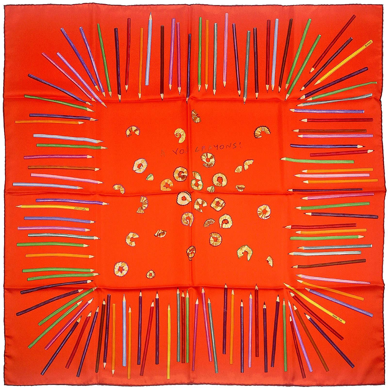 Hermes Scarf "A Vos Crayons" by Leigh P. Cook 90cm Silk | Carre
