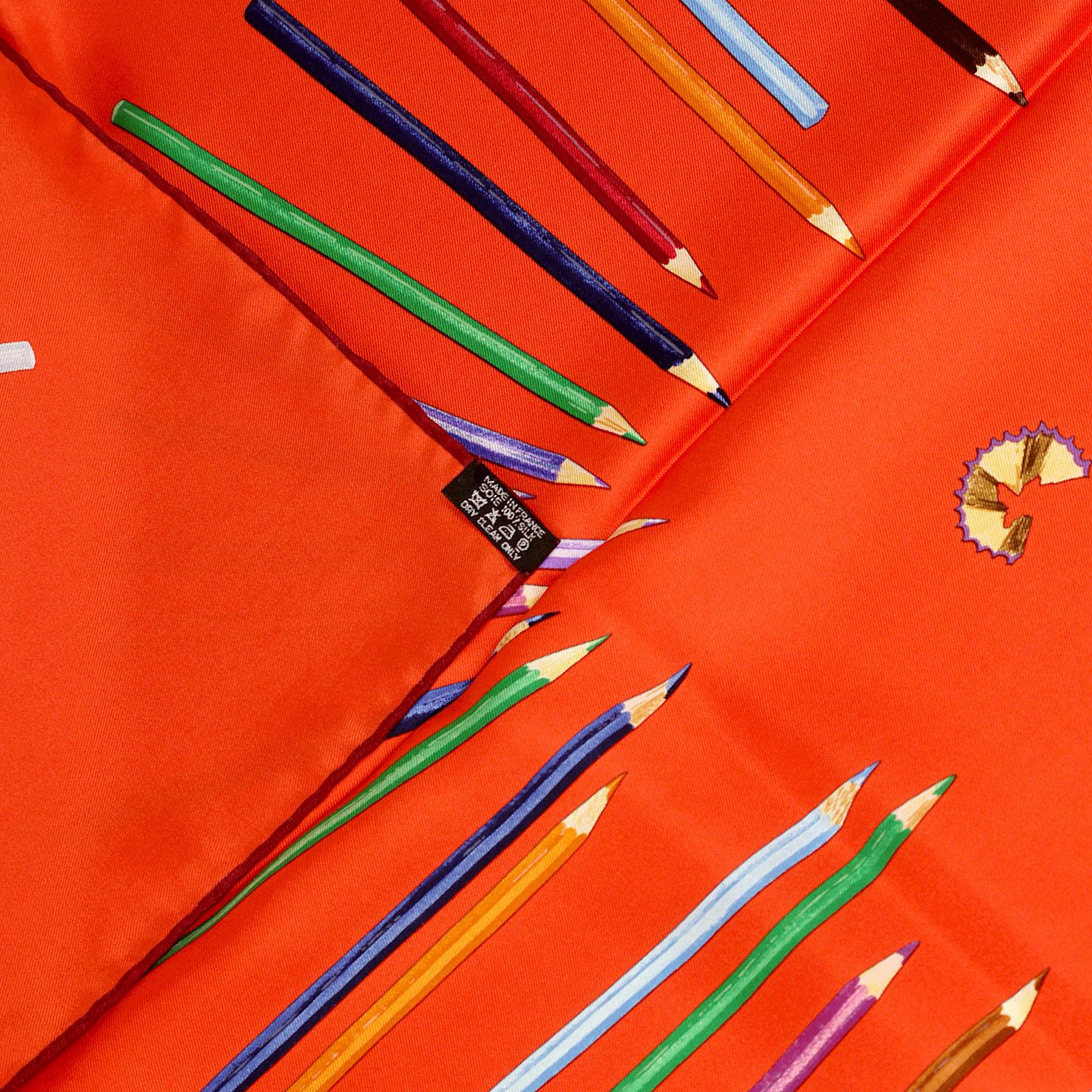 Hermes Scarf "A Vos Crayons" by Leigh P. Cook 90cm Silk | Carre