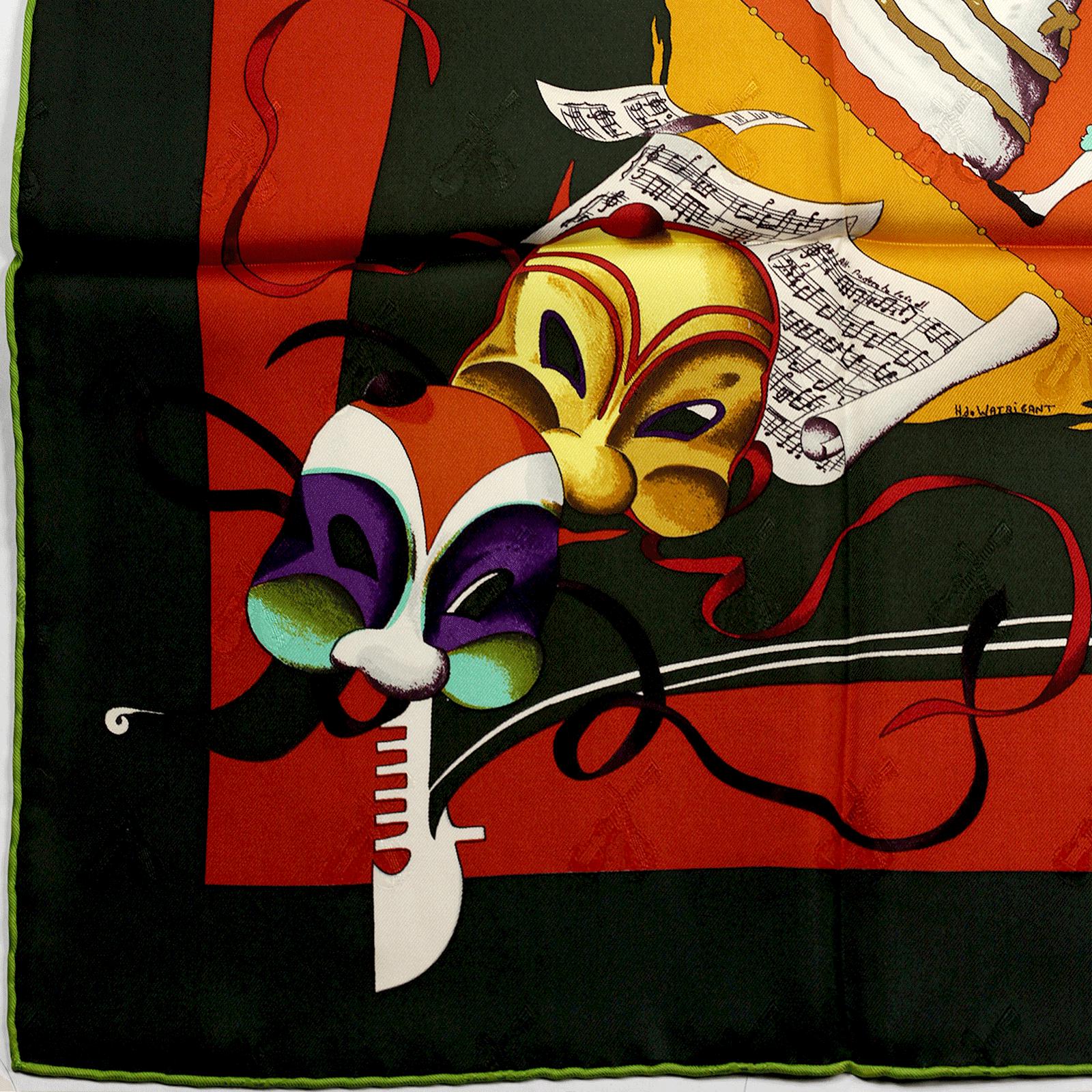 Hermes Scarf Jacquard "Le Carnaval de Venise" by Hubert de Watrigant 90cm Silk | Carre Foulard