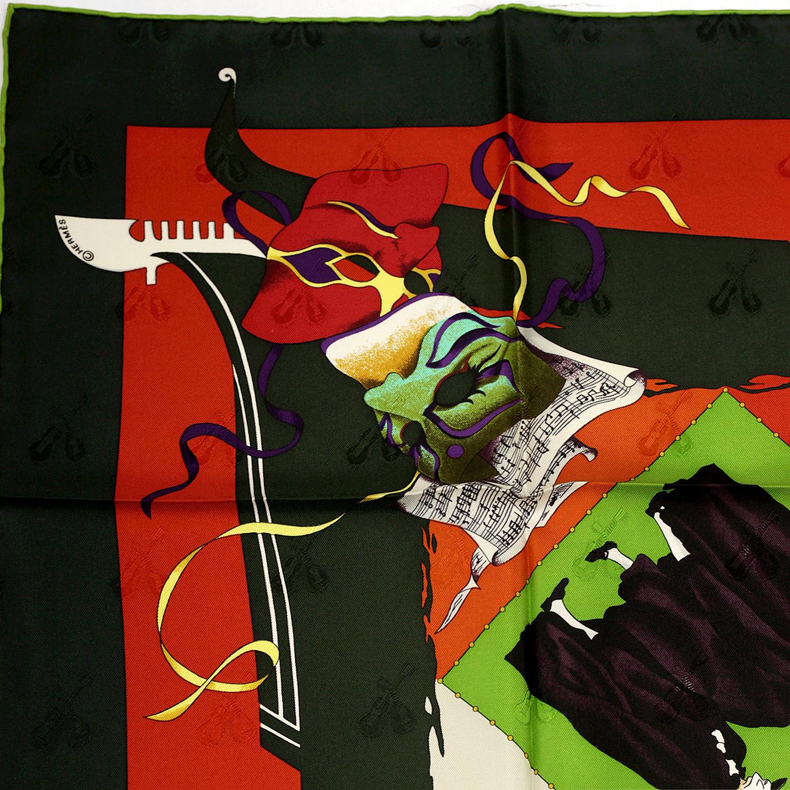 Hermes Scarf Jacquard "Le Carnaval de Venise" by Hubert de Watrigant 90cm Silk | Carre Foulard