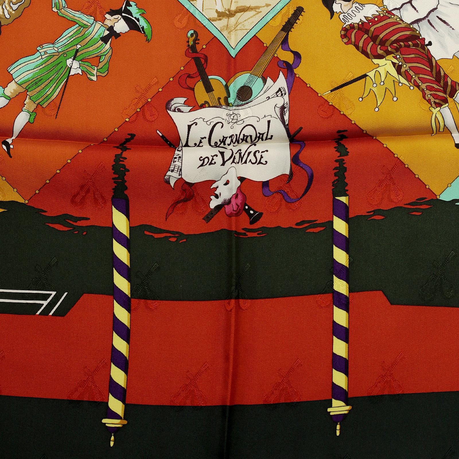 Hermes Scarf Jacquard "Le Carnaval de Venise" by Hubert de Watrigant 90cm Silk | Carre Foulard
