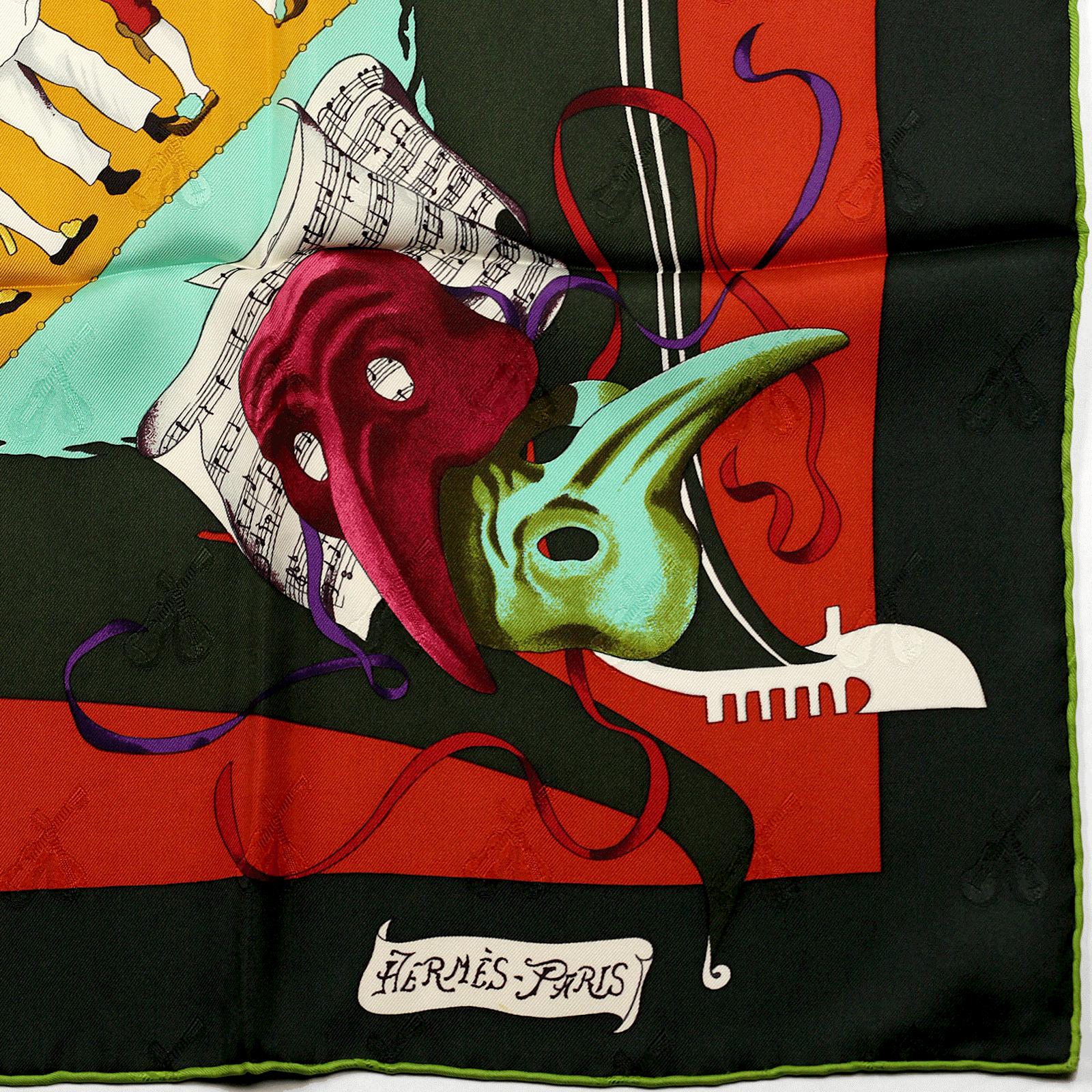Hermes Scarf Jacquard "Le Carnaval de Venise" by Hubert de Watrigant 90cm Silk | Carre Foulard