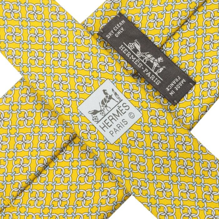 Hermes Men's Silk Tie Equestrian Geometric Pattern 606004 | Necktie Cravate