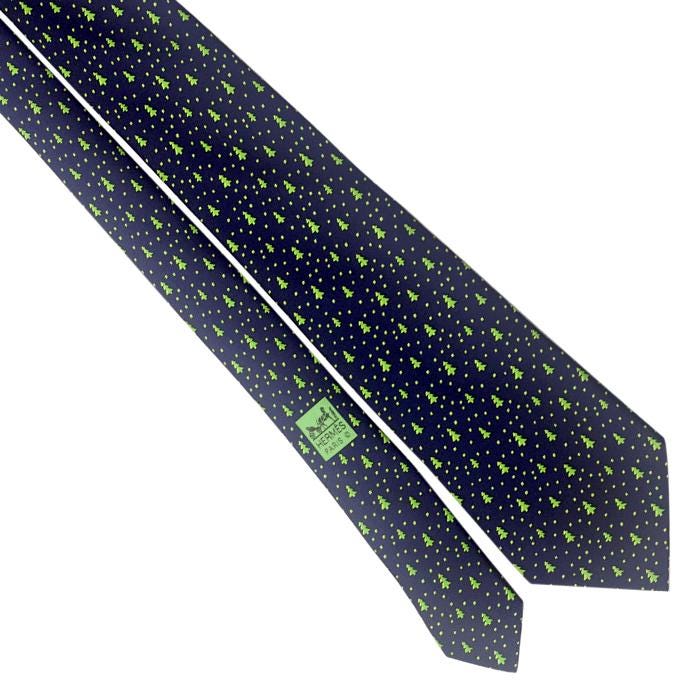 Hermes Men's Silk Tie Pine Trees Pattern 5150