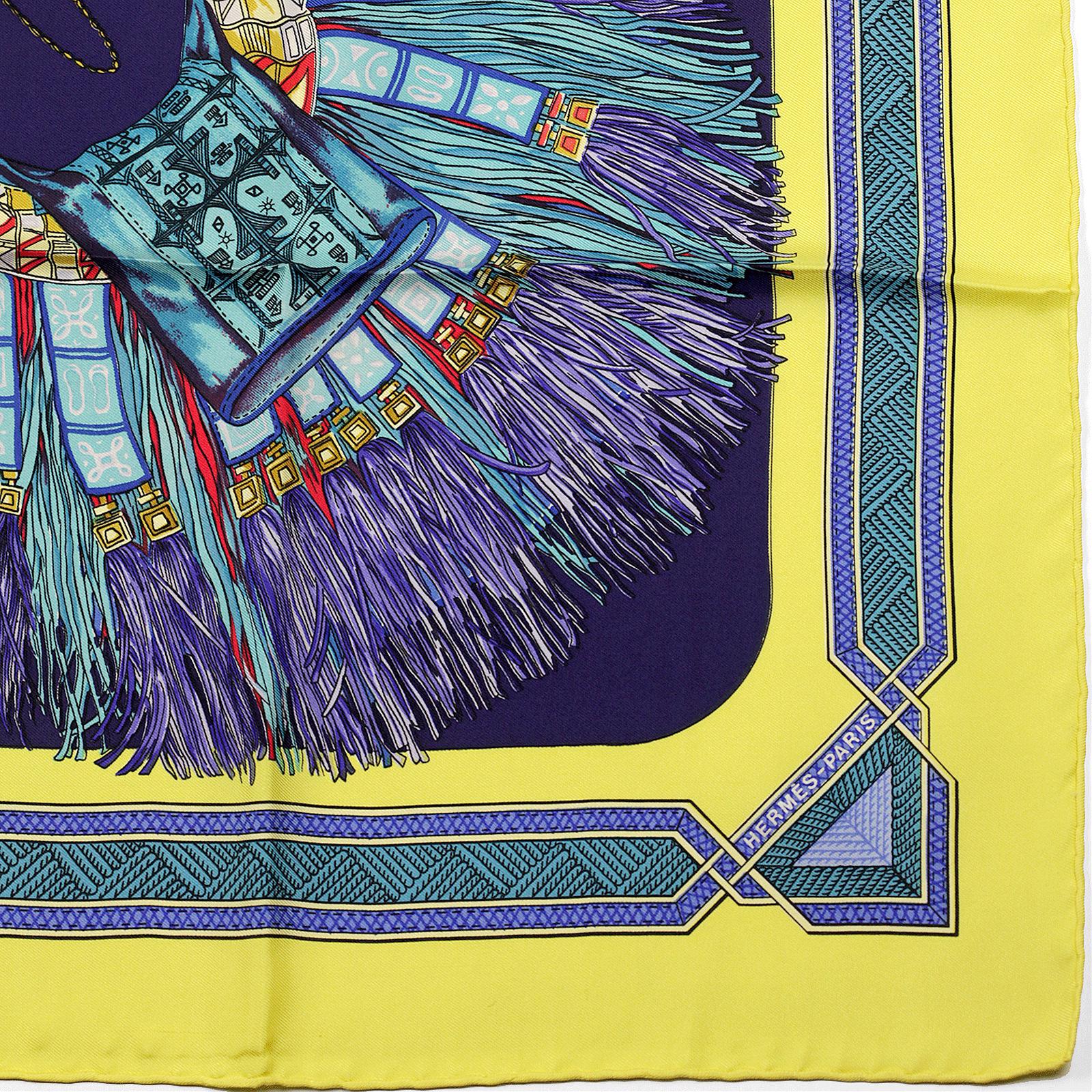 Hermes Scarf "Cuirs du Desert" by Françoise De La Perriere Vintage 90cm Silk | Carre Foulard