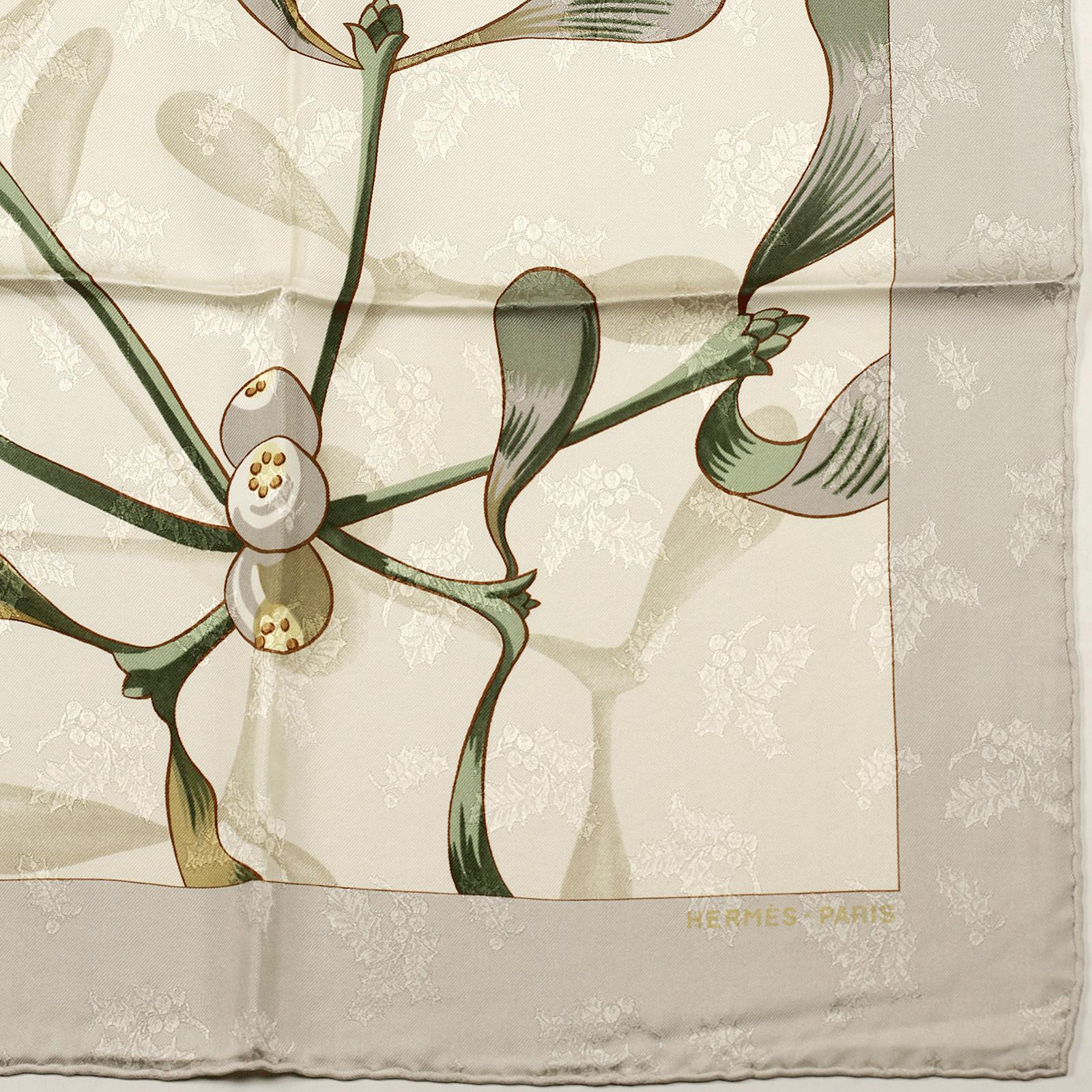 Hermes Scarf Jacquard "Neige d'Antan II" by Caty Latham Vintage 90cm Silk