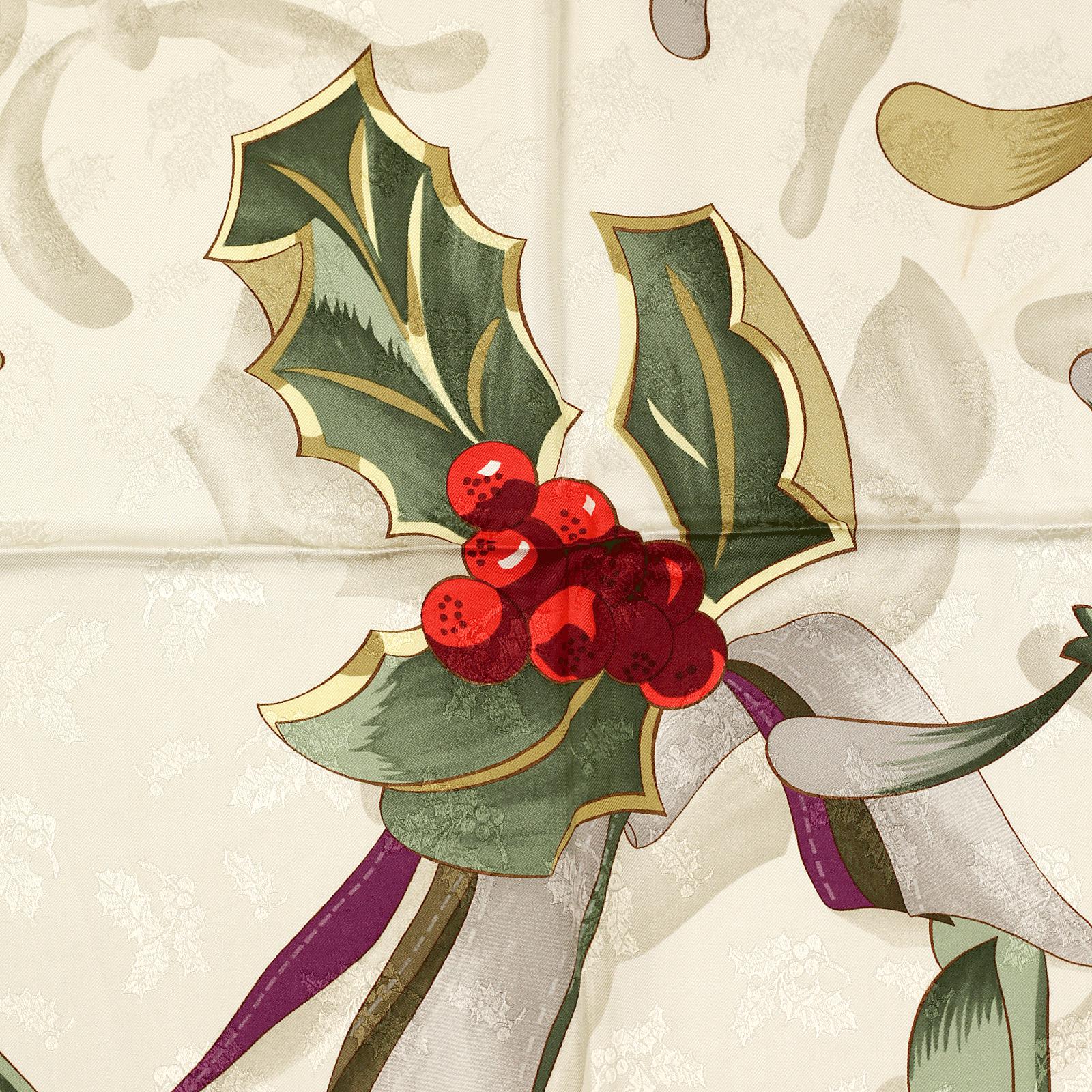 Hermes Scarf Jacquard "Neige d'Antan II" by Caty Latham Vintage 90cm Silk | Carre Foulard