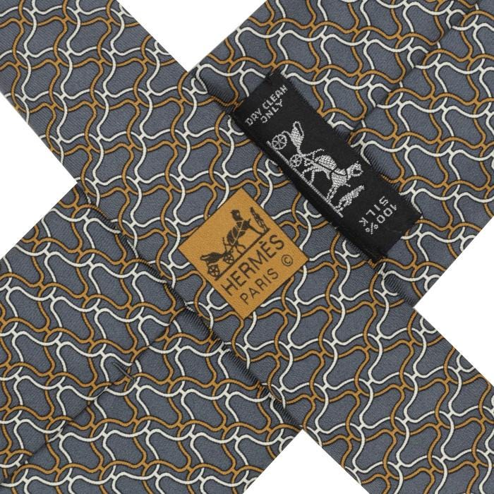 Hermes Men's Silk Tie Geometric H Helix Pattern 5062 | Necktie Cravate