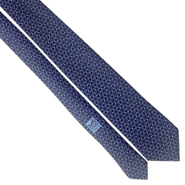 Hermes Men's Silk Tie Equestrian Geometric Pattern 605706 | Necktie Cravate