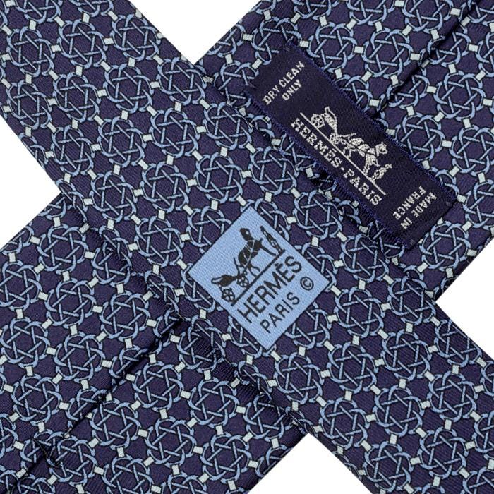 Hermes Men's Silk Tie Equestrian Geometric Pattern 605706 | Necktie Cravate
