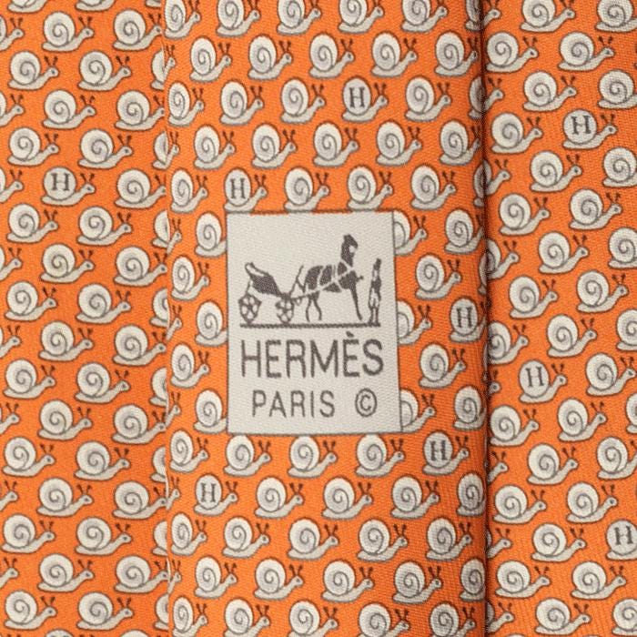 Hermes Men's Silk Tie Whimsical H Snails Pattern 5628 | Necktie Cravate