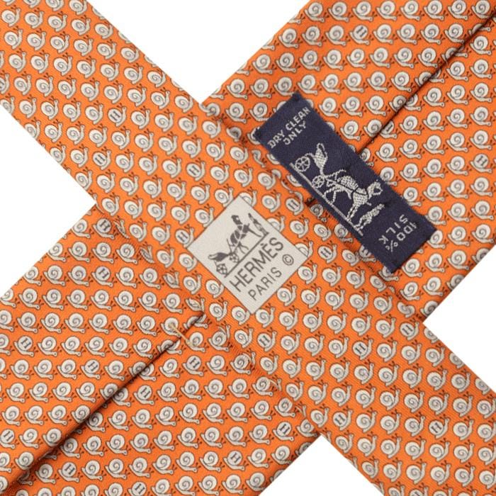 Hermes Men's Silk Tie Whimsical H Snails Pattern 5628 | Necktie Cravate