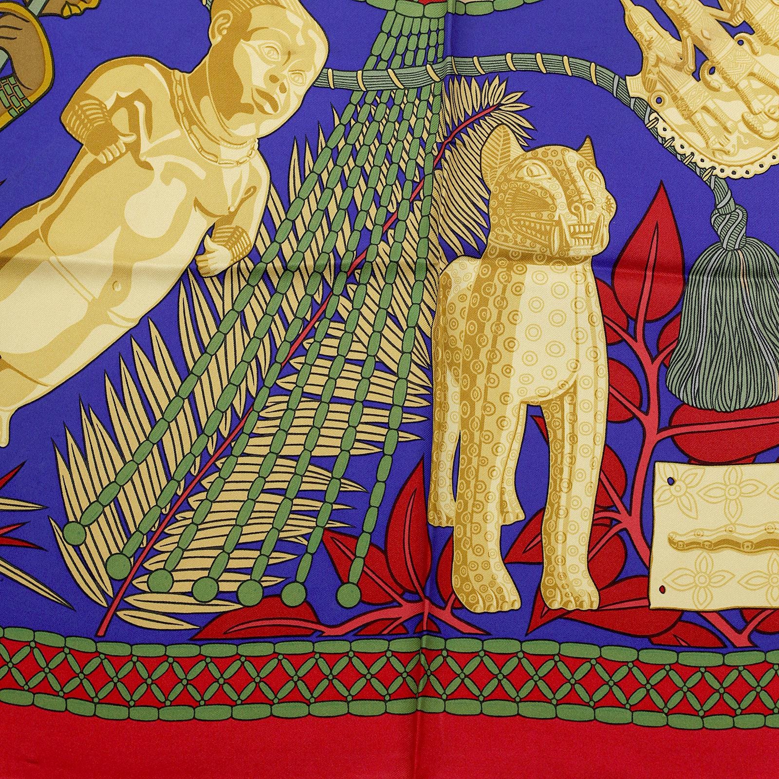 Hermes Scarf "Tresor Royal du Benin" by Sophie Koechlin 90cm Silk | Carre Foulard