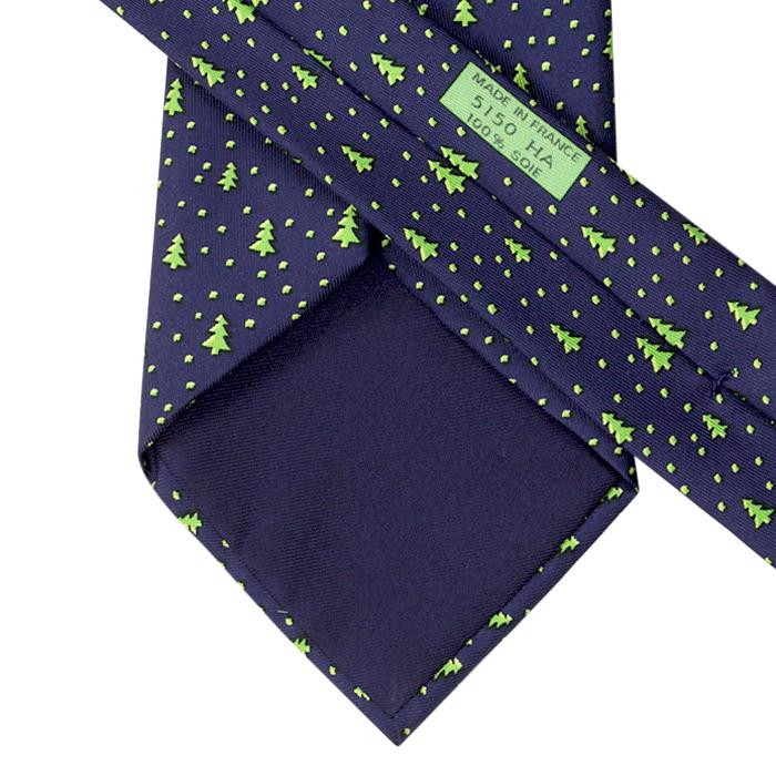 Hermes Men's Silk Tie Pine Trees Pattern 5150