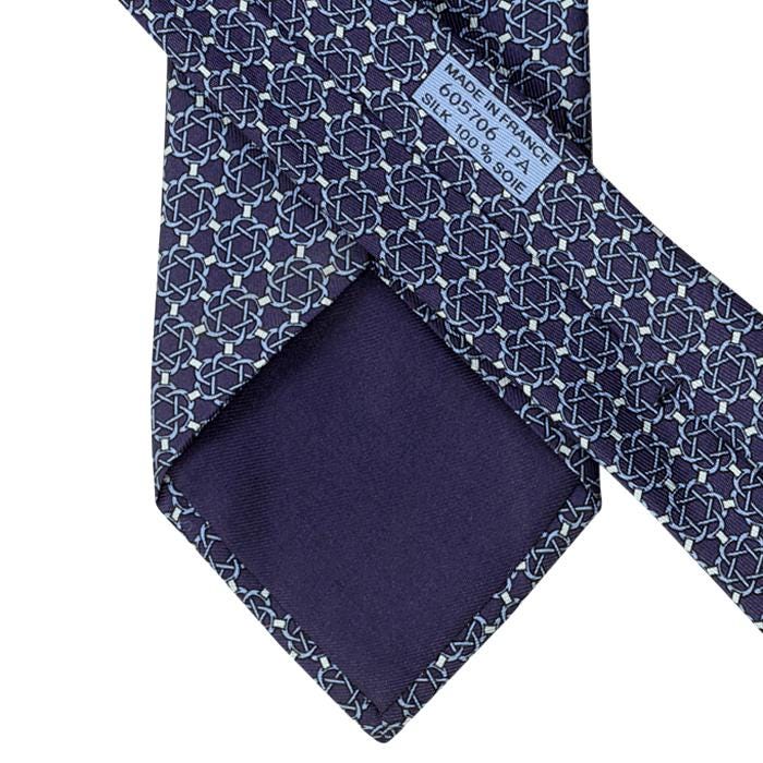 Hermes Men's Silk Tie Equestrian Geometric Pattern 605706 | Necktie Cravate