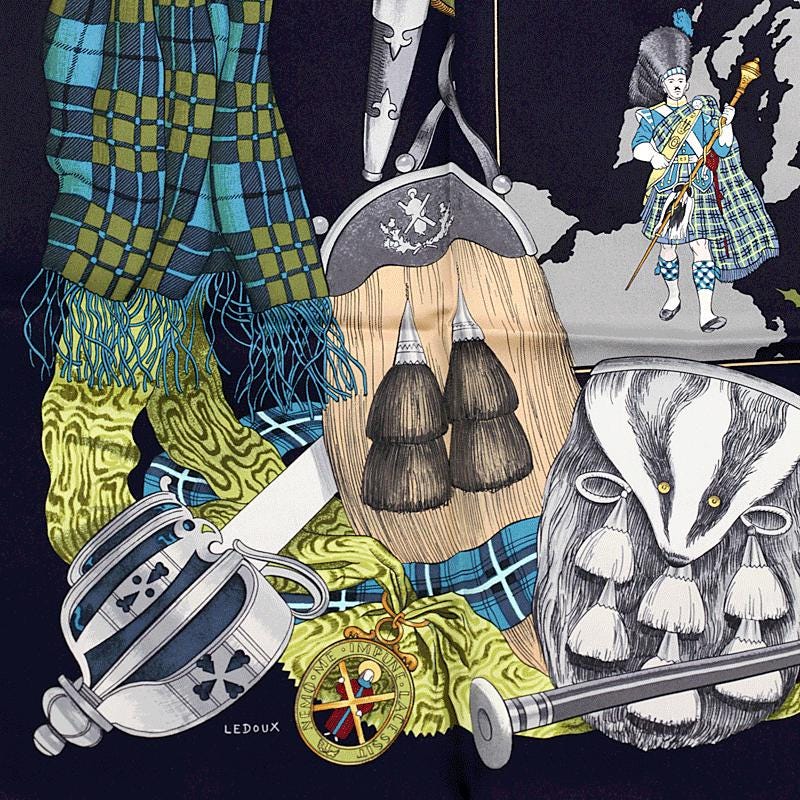 Hermes Scarf "Scotland" by Philippe Ledoux 90cm Silk | Carre Foulard