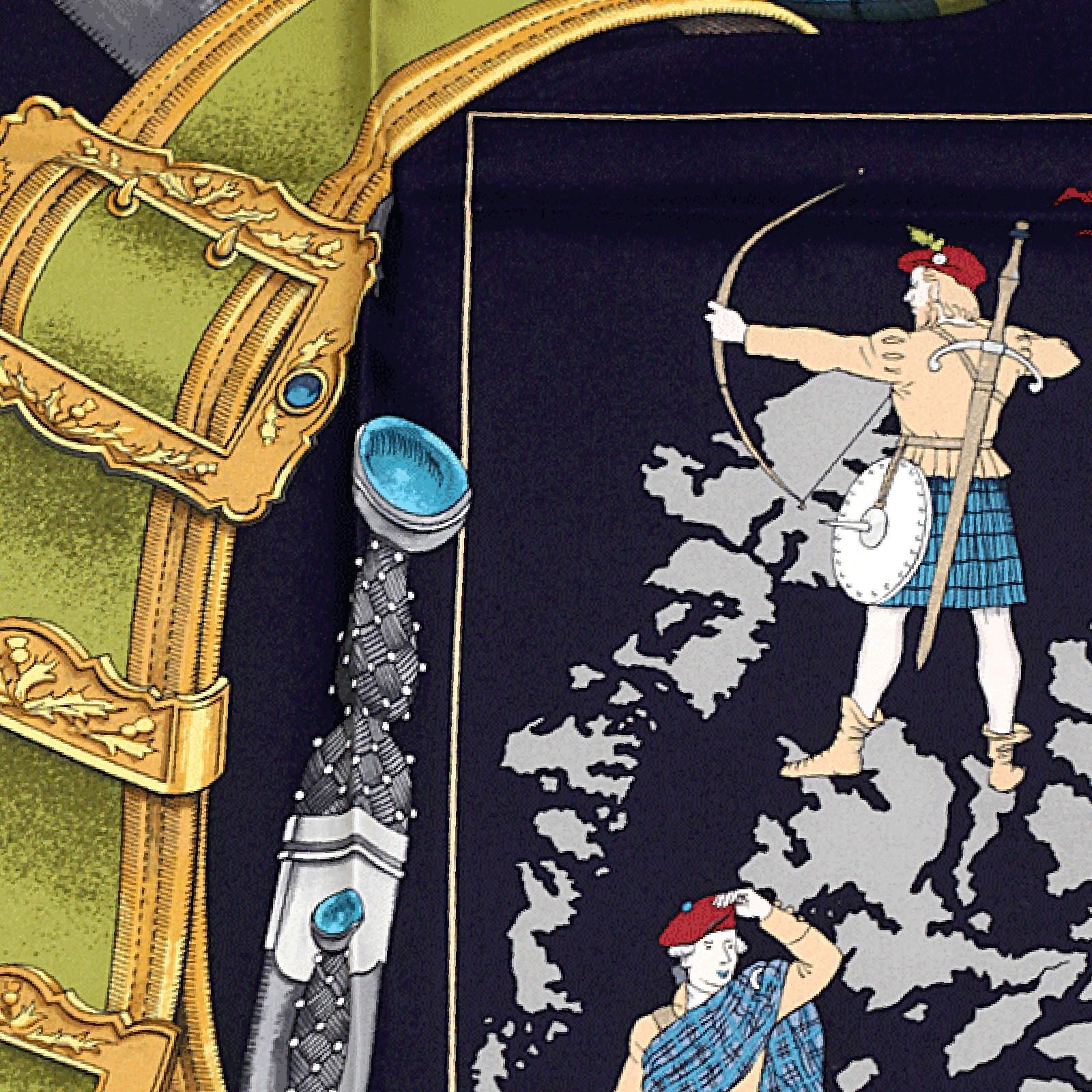Hermes Scarf "Scotland" by Philippe Ledoux 90cm Silk | Carre Foulard
