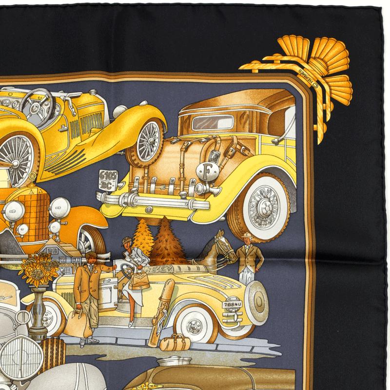 Hermes Scarf "Automobile" by Joachim Metz Vintage 90cm Silk