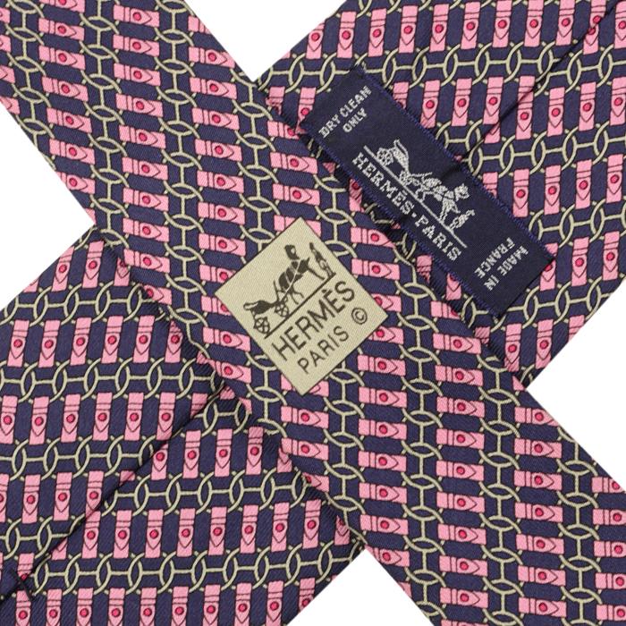 Hermes Men's Silk Tie Equestrian Geometric Pattern 605705 | Necktie Cravate