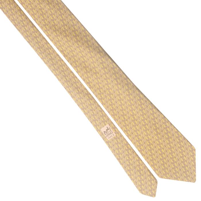 Hermes Men's Silk Tie Equestrian Geometric Pattern 7881 | Necktie Cravate