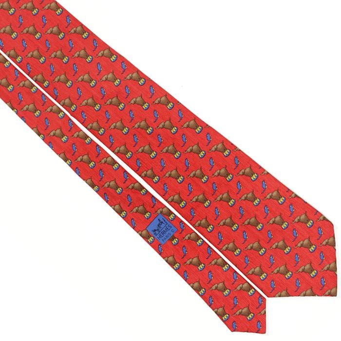 Hermes Men's Silk Tie Whimsical Circus Elephants Pattern 7681 | Necktie Cravate