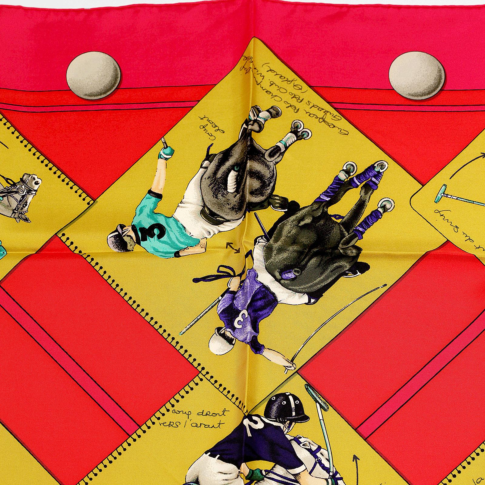 Hermes Scarf "Monde du Polo" by Chantal de Crissey 90cm Silk | Carre Foulard