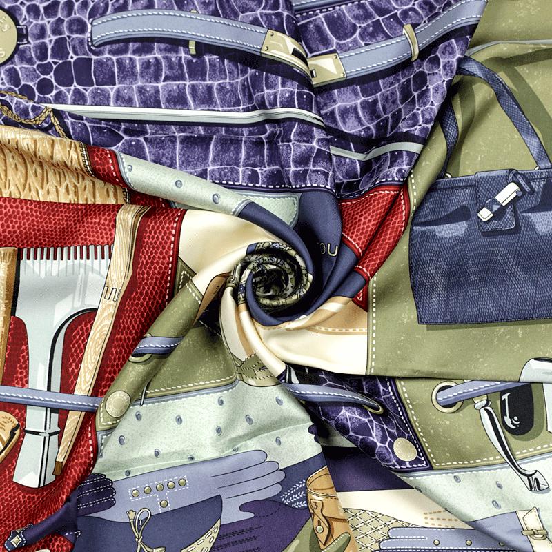 Hermes Scarf "Tout Cuir" by Caty Latham 90cm Silk | Foulard Carre