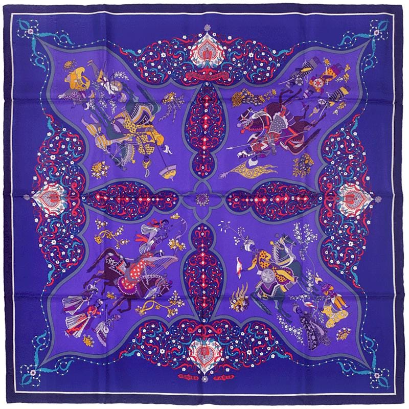 Hermes Scarf "Poesie Persane" by Julia Abadie 90cm Silk