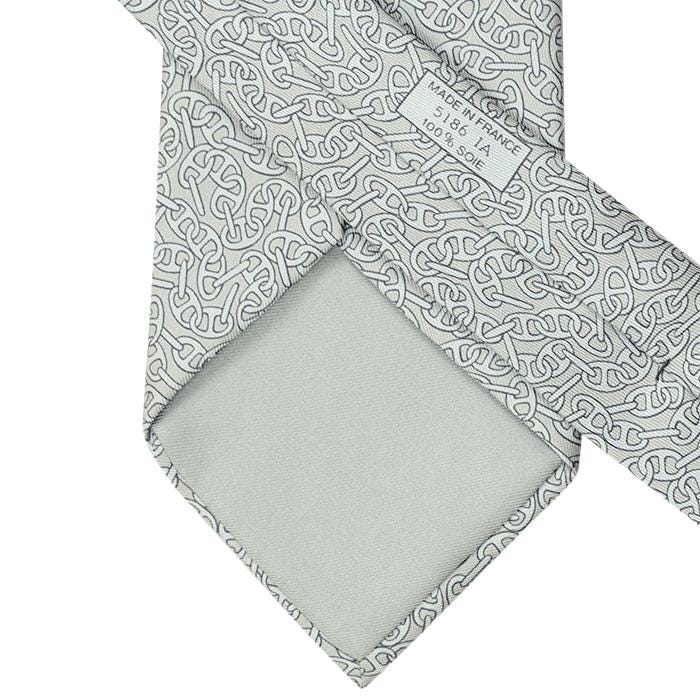 Hermes Men's Silk Tie Geometric Chaine d'Ancre Pattern 5186 | Necktie Cravate