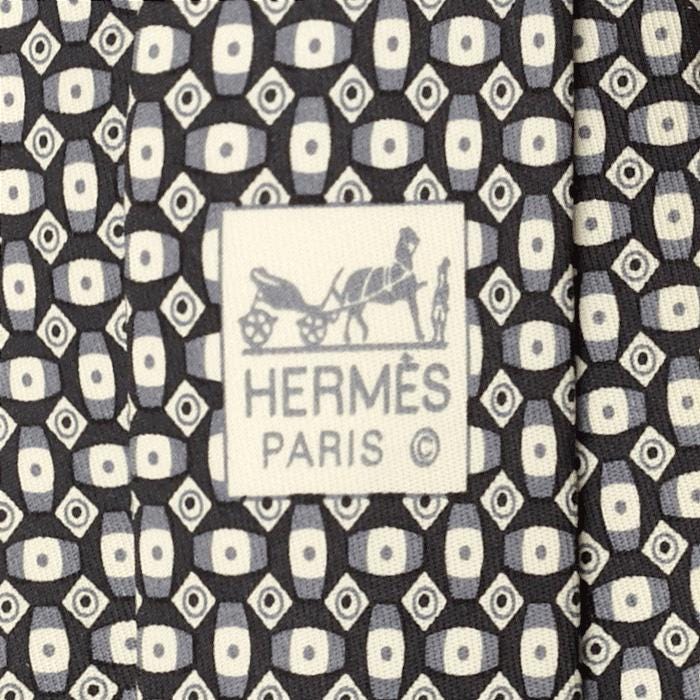 Hermes Men's Silk Tie Geometric Pattern 5555 | Necktie Cravate