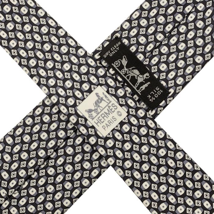 Hermes Men's Silk Tie Geometric Pattern 5555 | Necktie Cravate