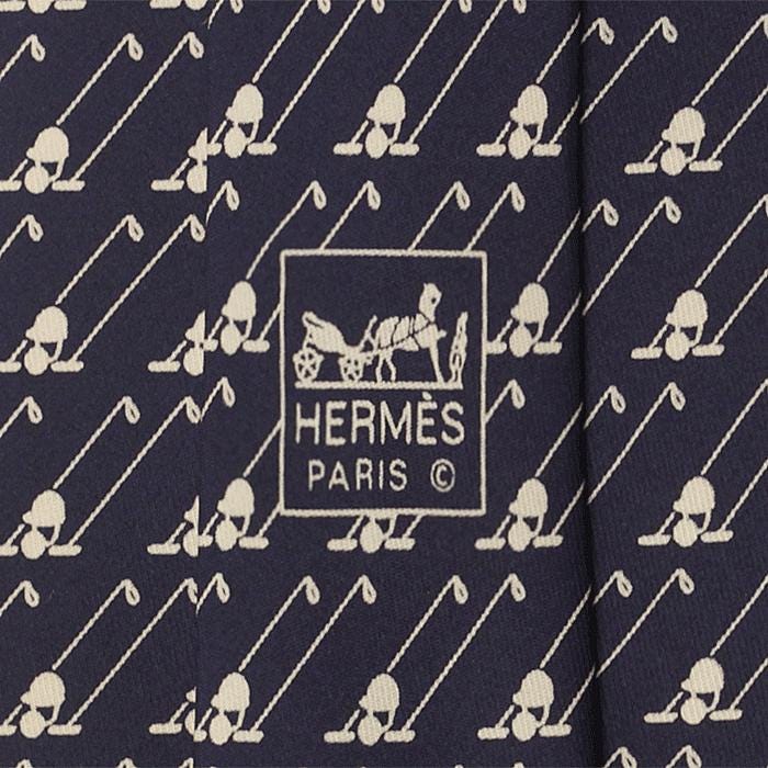 Hermes Men's Silk Tie Whimsical Polo Pattern 5193