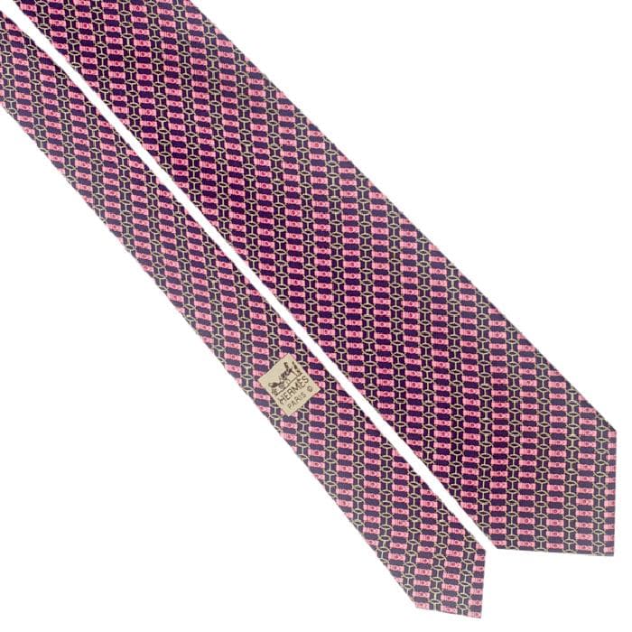 Hermes Men's Silk Tie Equestrian Geometric Pattern 605705 | Necktie Cravate