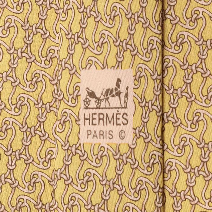 Hermes Men's Silk Tie Equestrian Geometric Pattern 7881 | Necktie Cravate