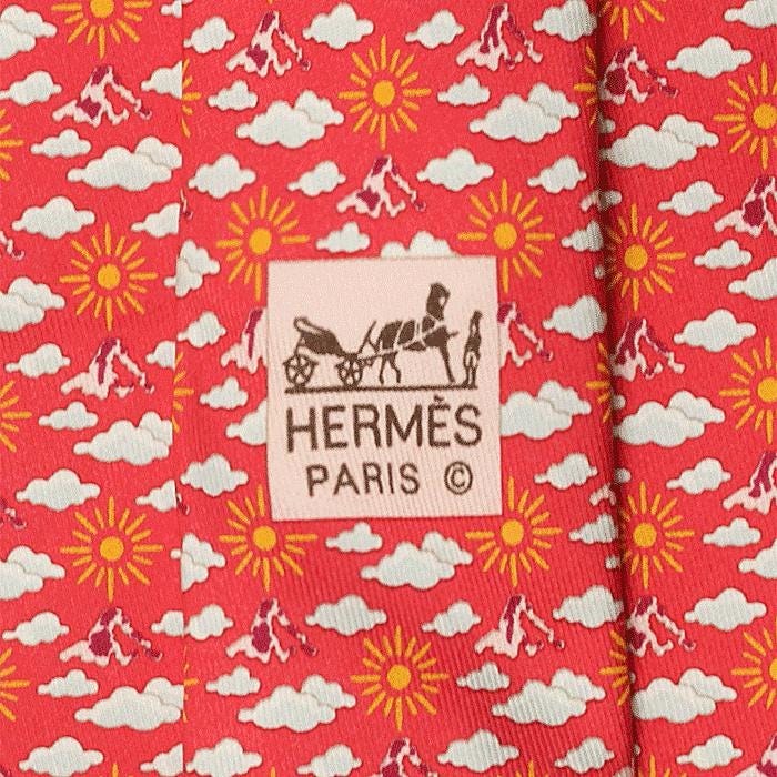 Hermes Men's Silk Tie Clouds Sun Pattern 5426 | Special Limited Edition for Invesco