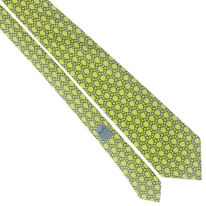 Hermes Men's Silk Tie Equestrian Geometric Pattern 5339 | Necktie Cravate