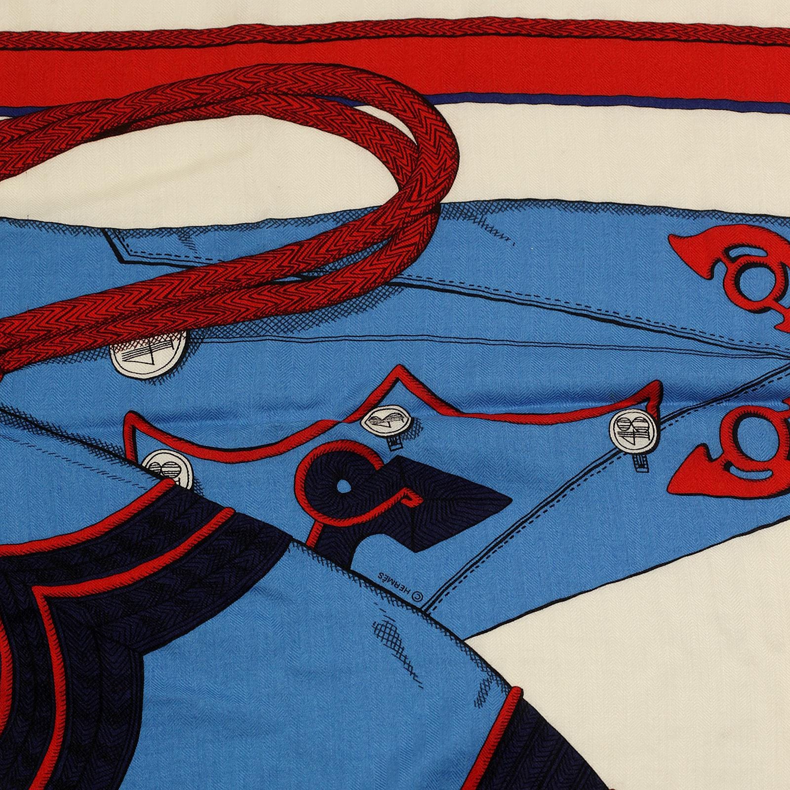 Hermes Cashmere Shawl 140cm "Zouaves et Dragons" by Virginie Jamin | Scarf Carre Foulard