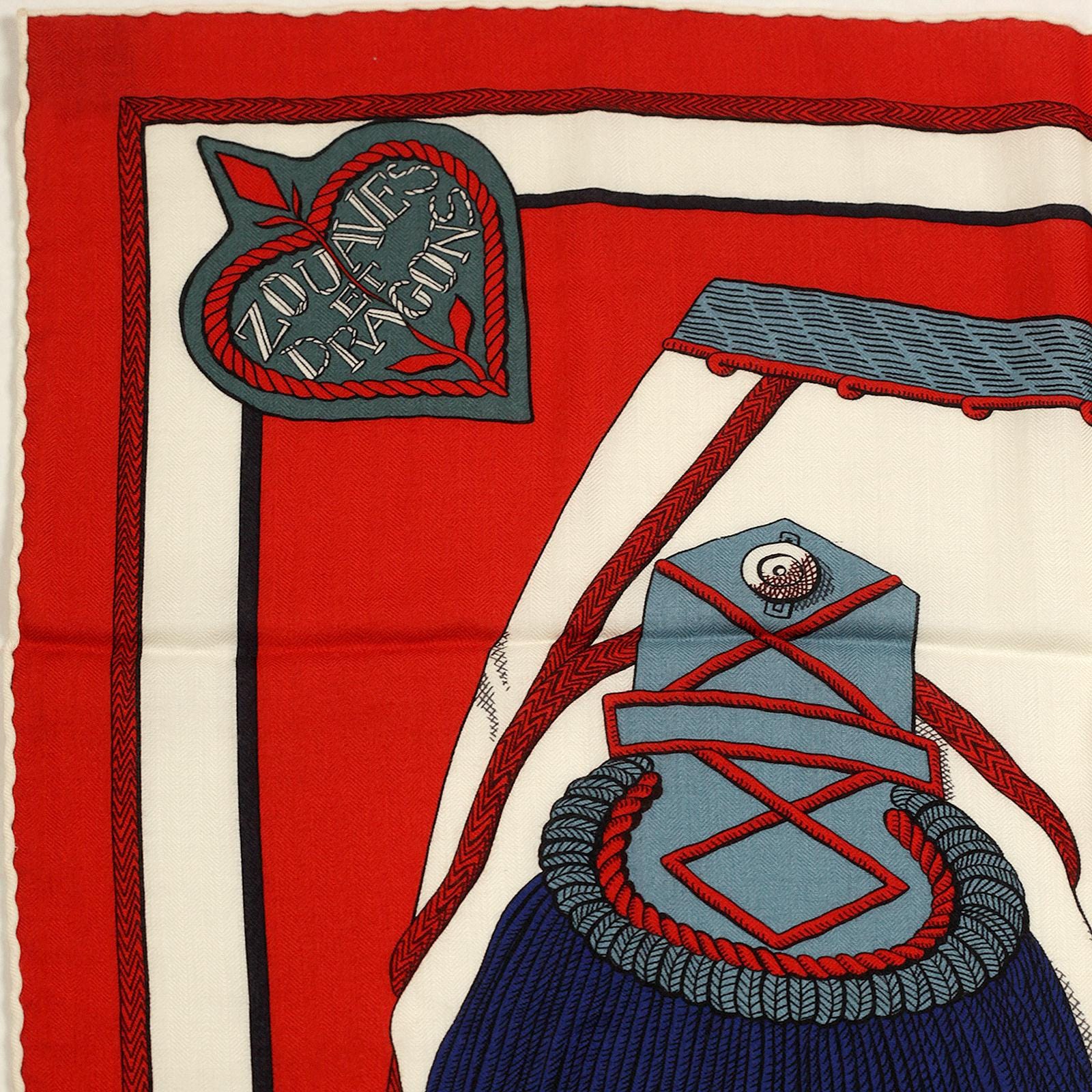 Hermes Cashmere Shawl 140cm "Zouaves et Dragons" by Virginie Jamin | Scarf Carre Foulard